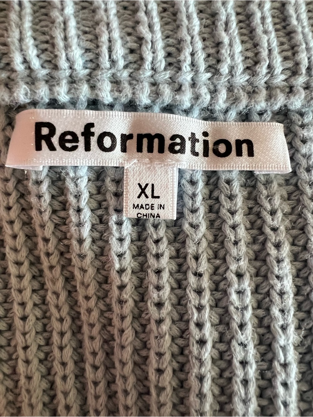 🩵Reformation Winnie Organic Cotton Sweater in Mineral • Ribbed Crewneck - Picture 6 of 7